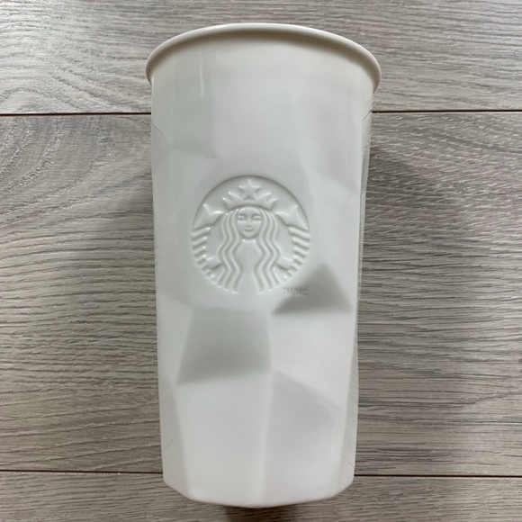Starbucks Other - Starbucks White Ceramic Coffee Tea Travel Mug 10 OZ